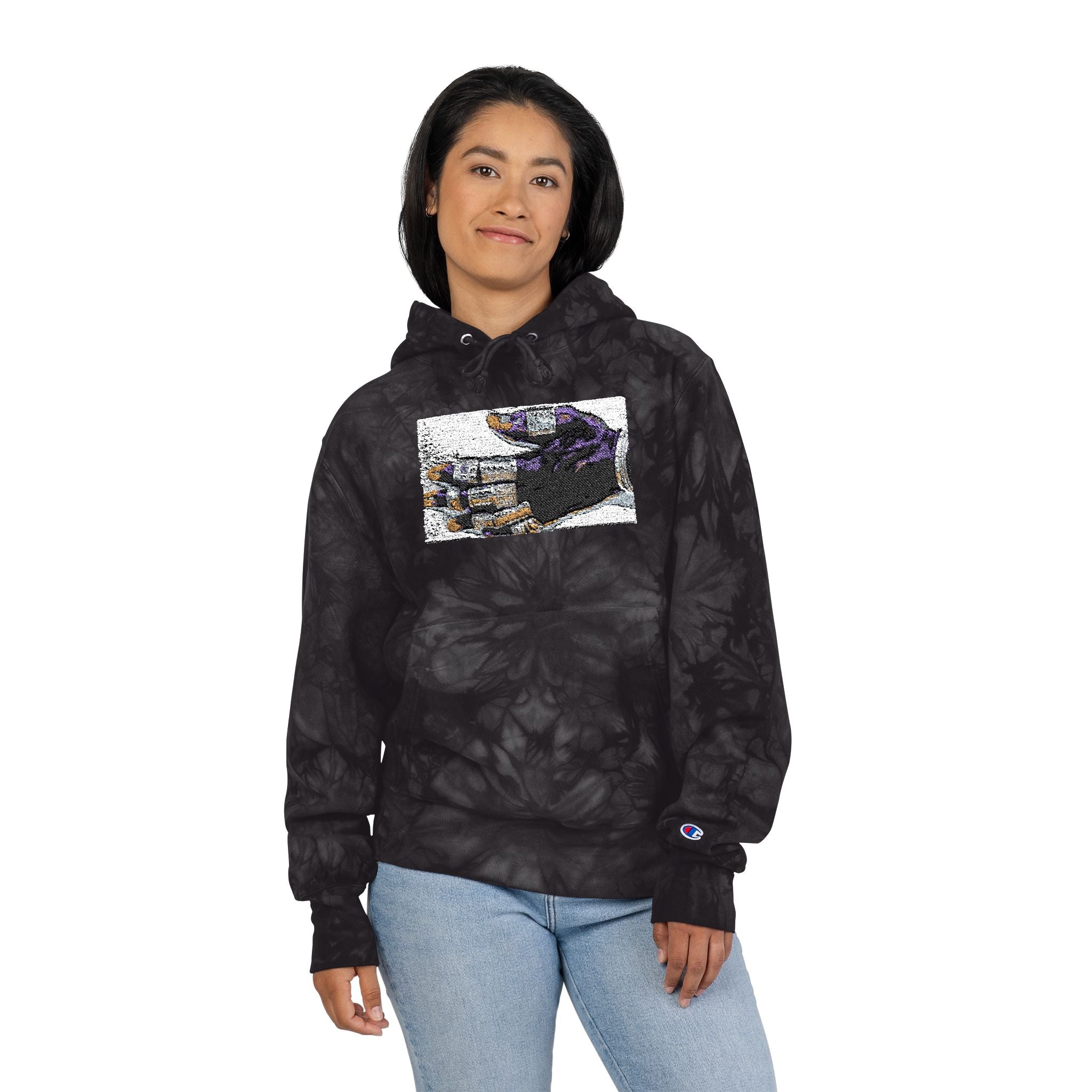 Mano Sagrada Unisex Champion Tie-Dye Hoodie (Embroidery)