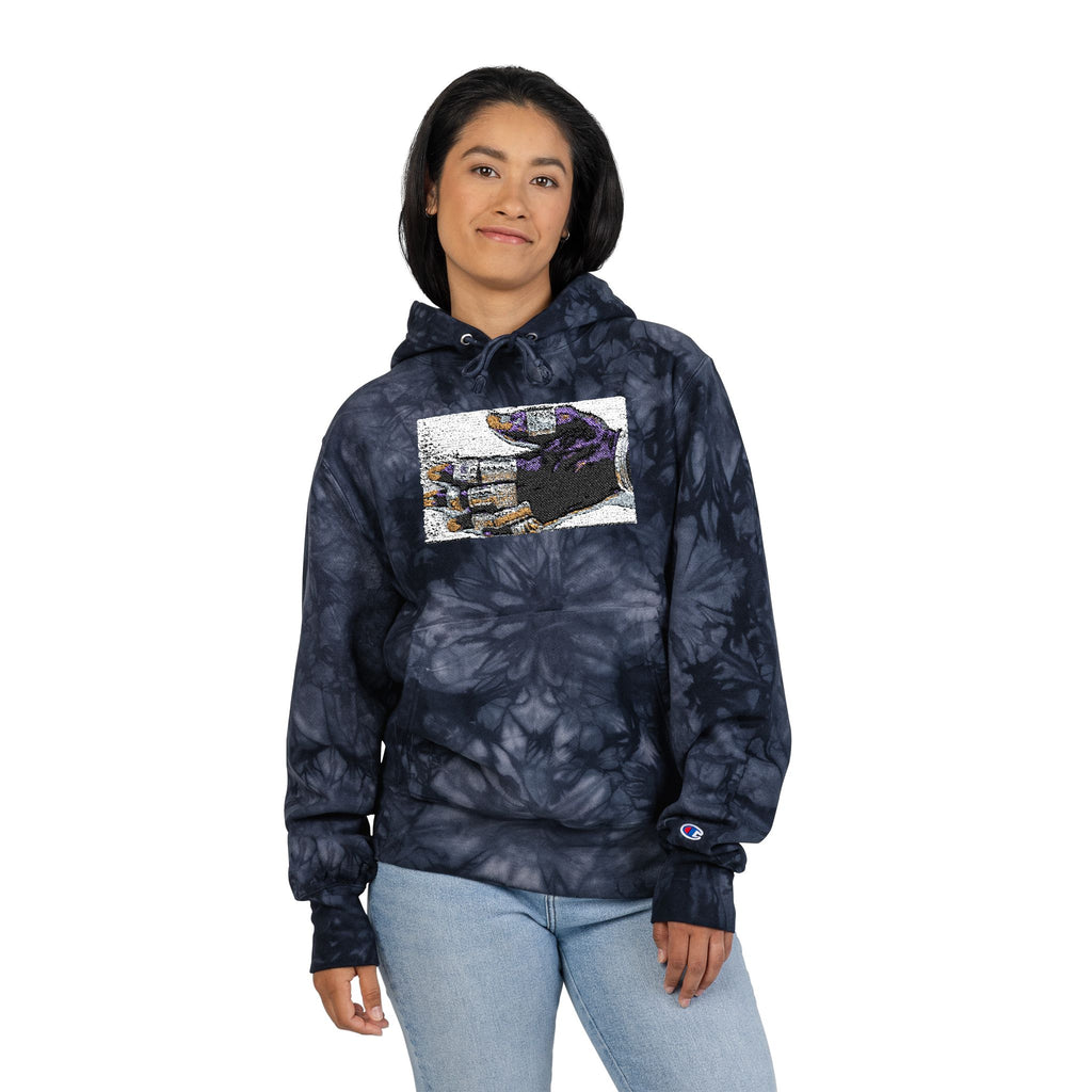 Mano Sagrada Unisex Champion Tie-Dye Hoodie (Embroidery)